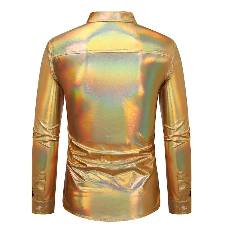 Shiny Metallic Disco Style Shirt