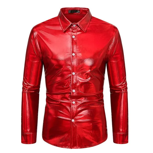 Shiny Metallic Disco Style Shirt