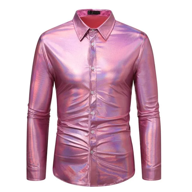 Shiny Metallic Disco Style Shirt