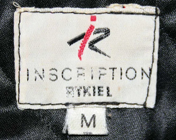 Size 14 Sonia Rykiel Jean Jacket - Inscription 1990s Black Denim Blazer with Vintage Logo - Large 90s Designer Denim - Bust 46 41066