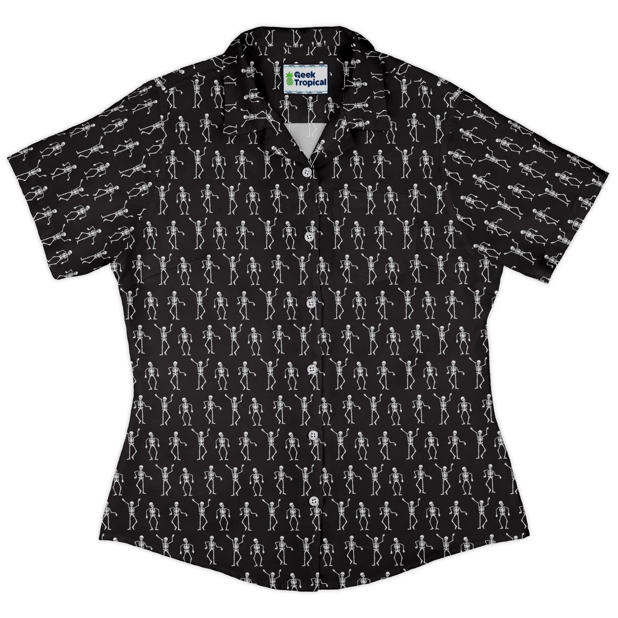 Skeleton Hanging Curvy Button Up Shirt