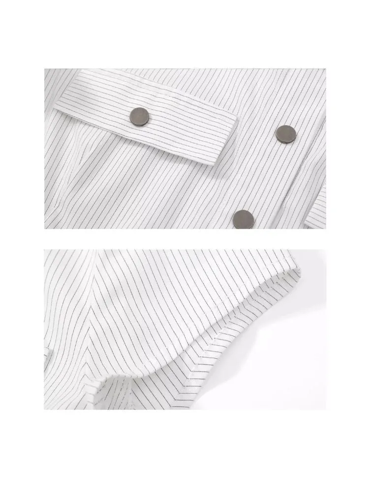 Slim Short Striped Metallic Shirt【s0000006687】