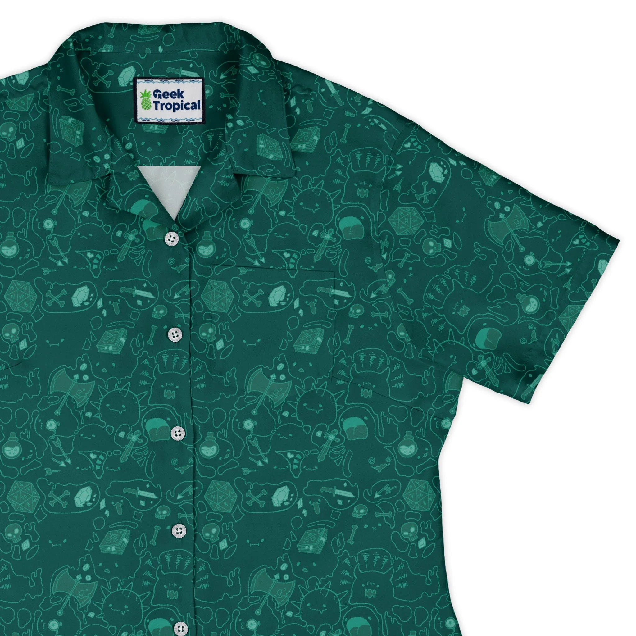 Slime Cube Toxic Green Curvy Button Up Shirt