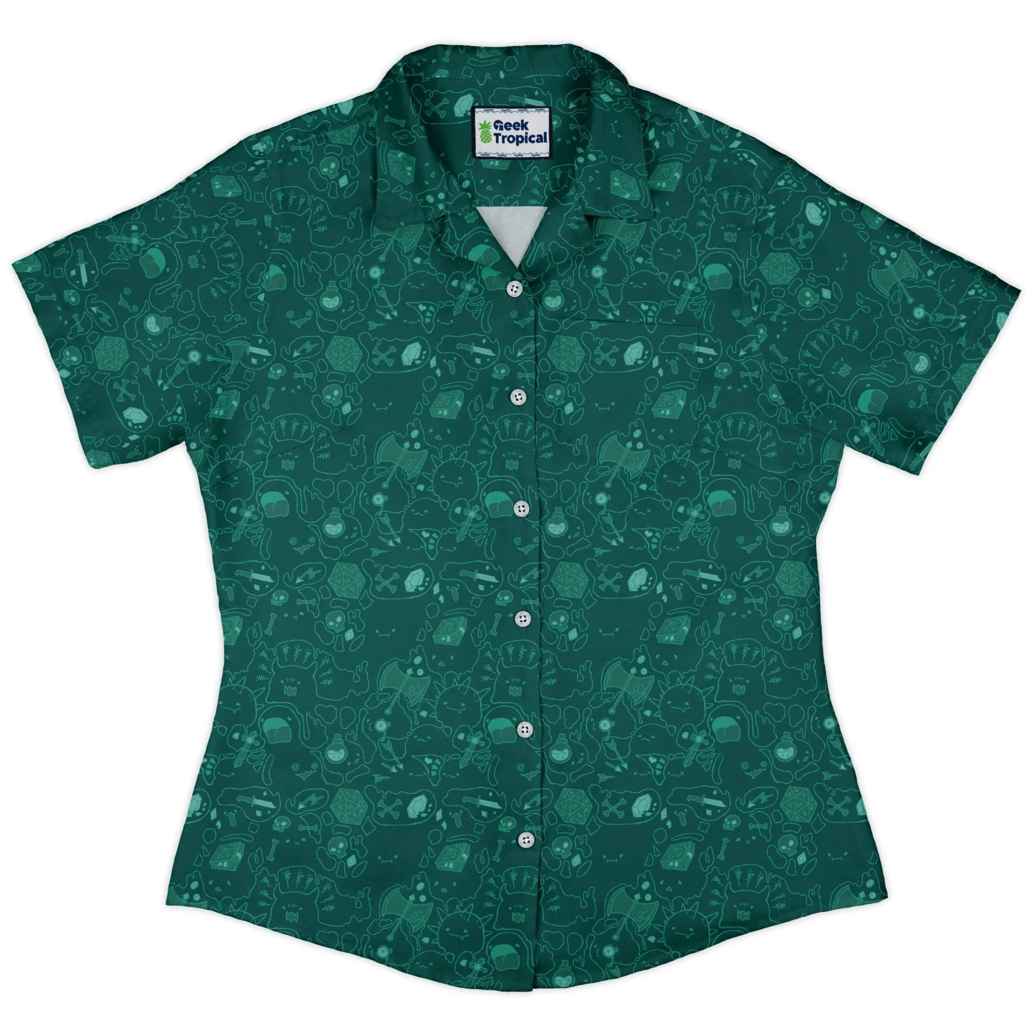 Slime Cube Toxic Green Curvy Button Up Shirt