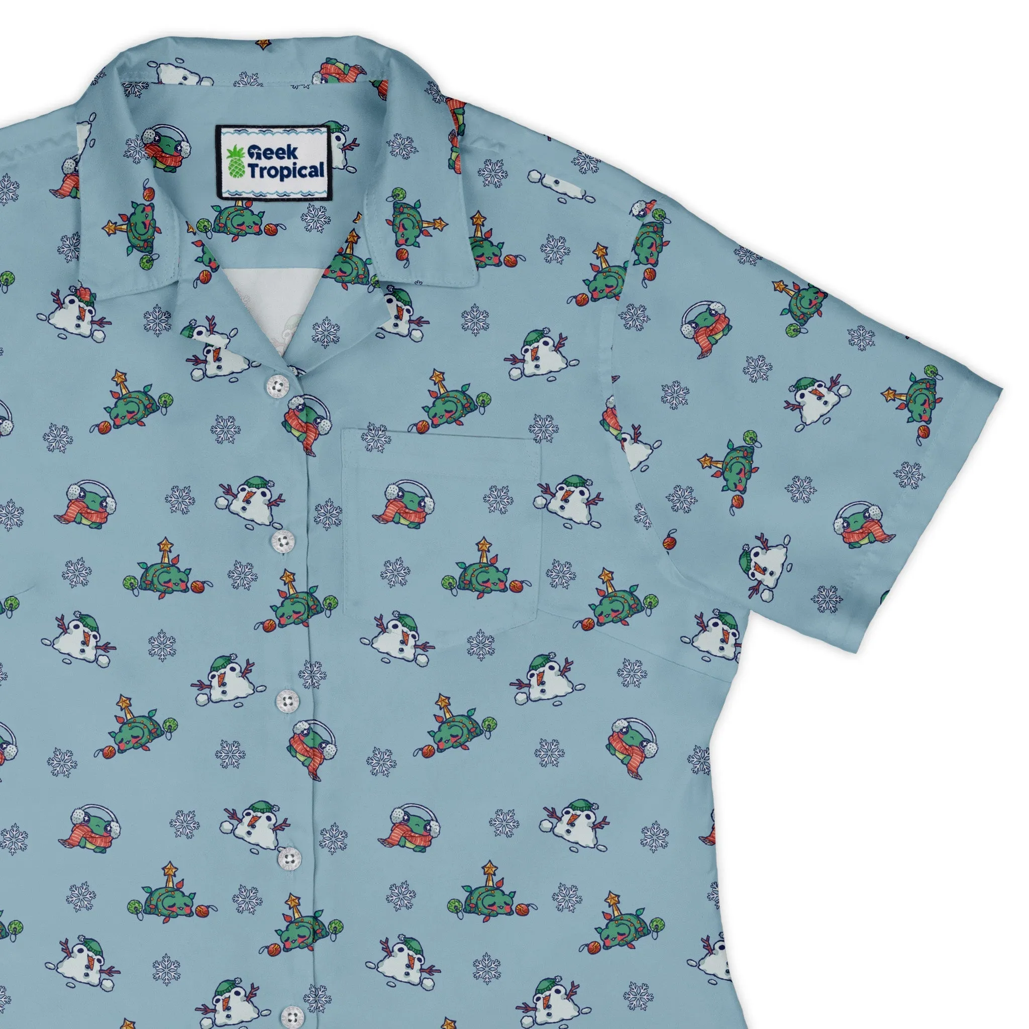 Snowing Frogs Curvy Button Up Shirt