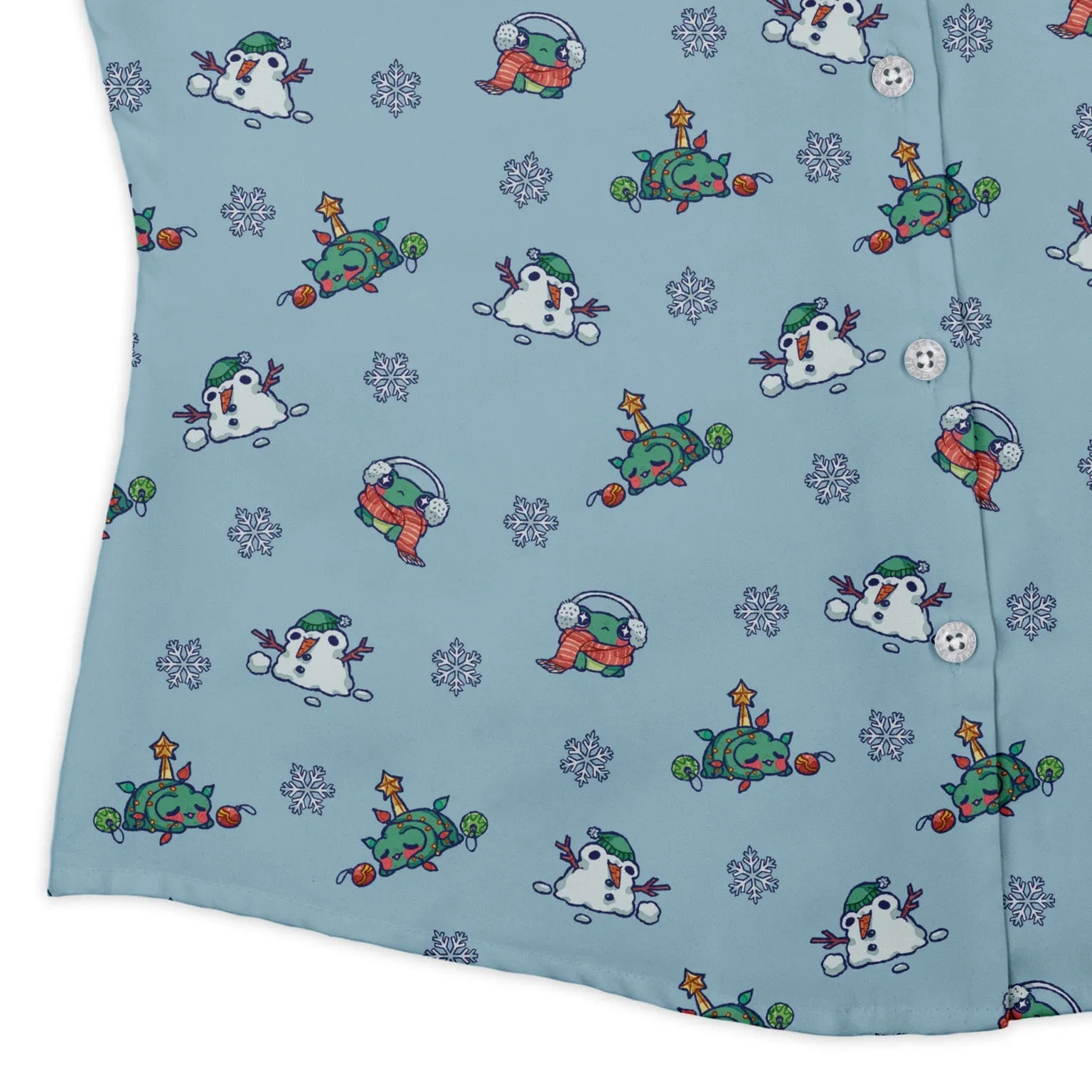 Snowing Frogs Curvy Button Up Shirt