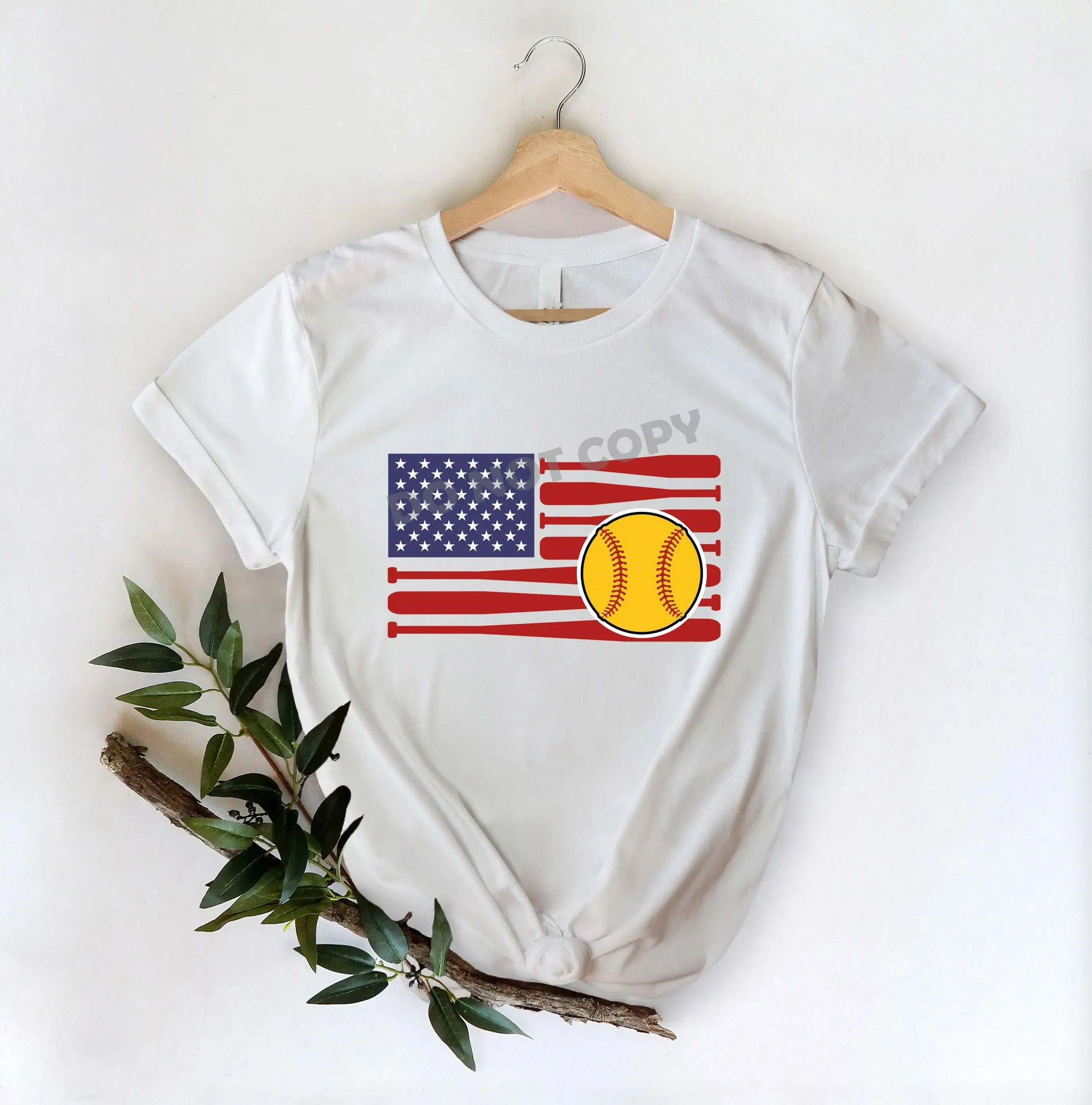 Softball American Flag - DTF Transfer
