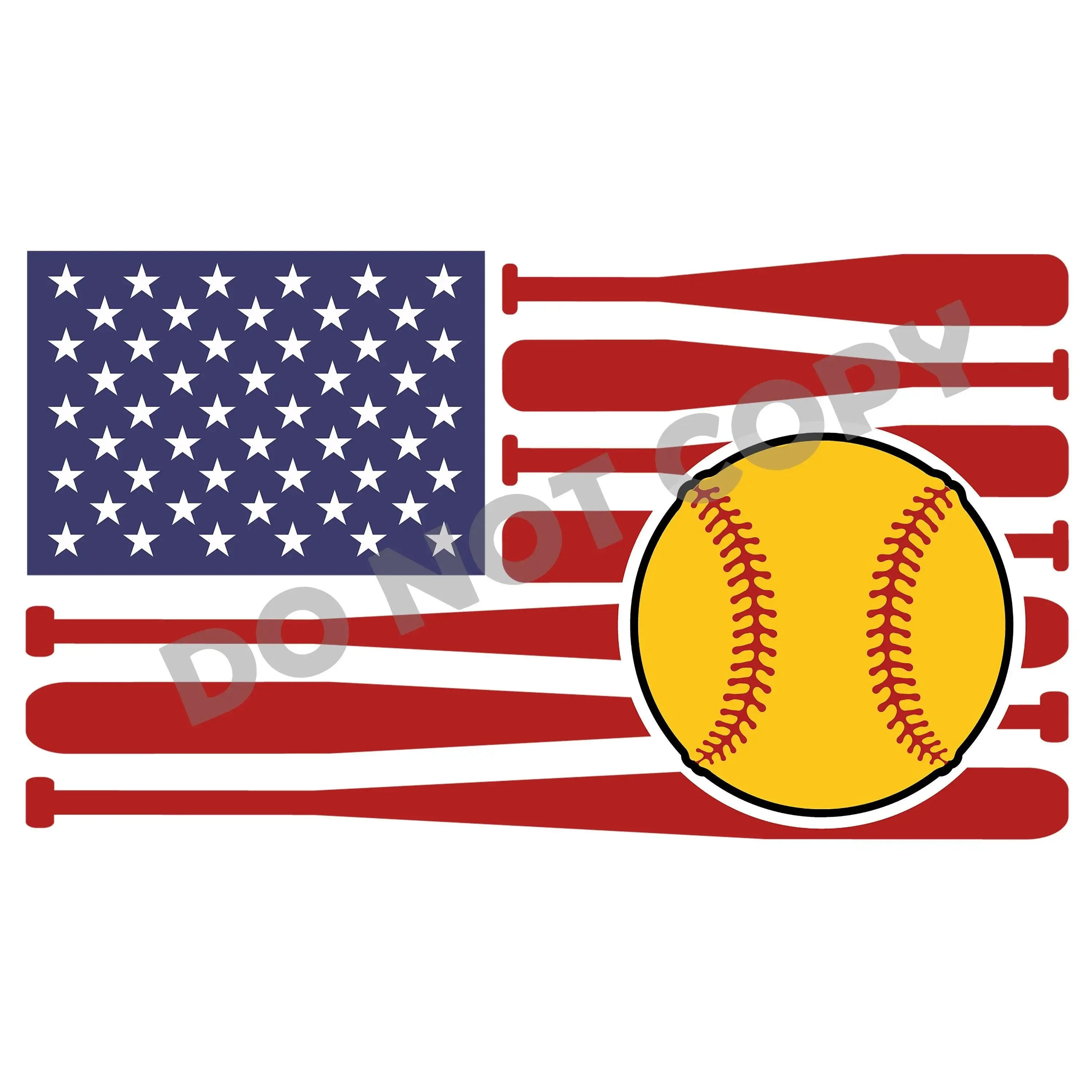 Softball American Flag - DTF Transfer