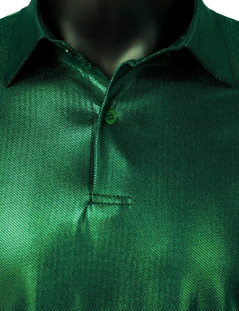 Solid Metallic Short Sleeve Polo Shirt