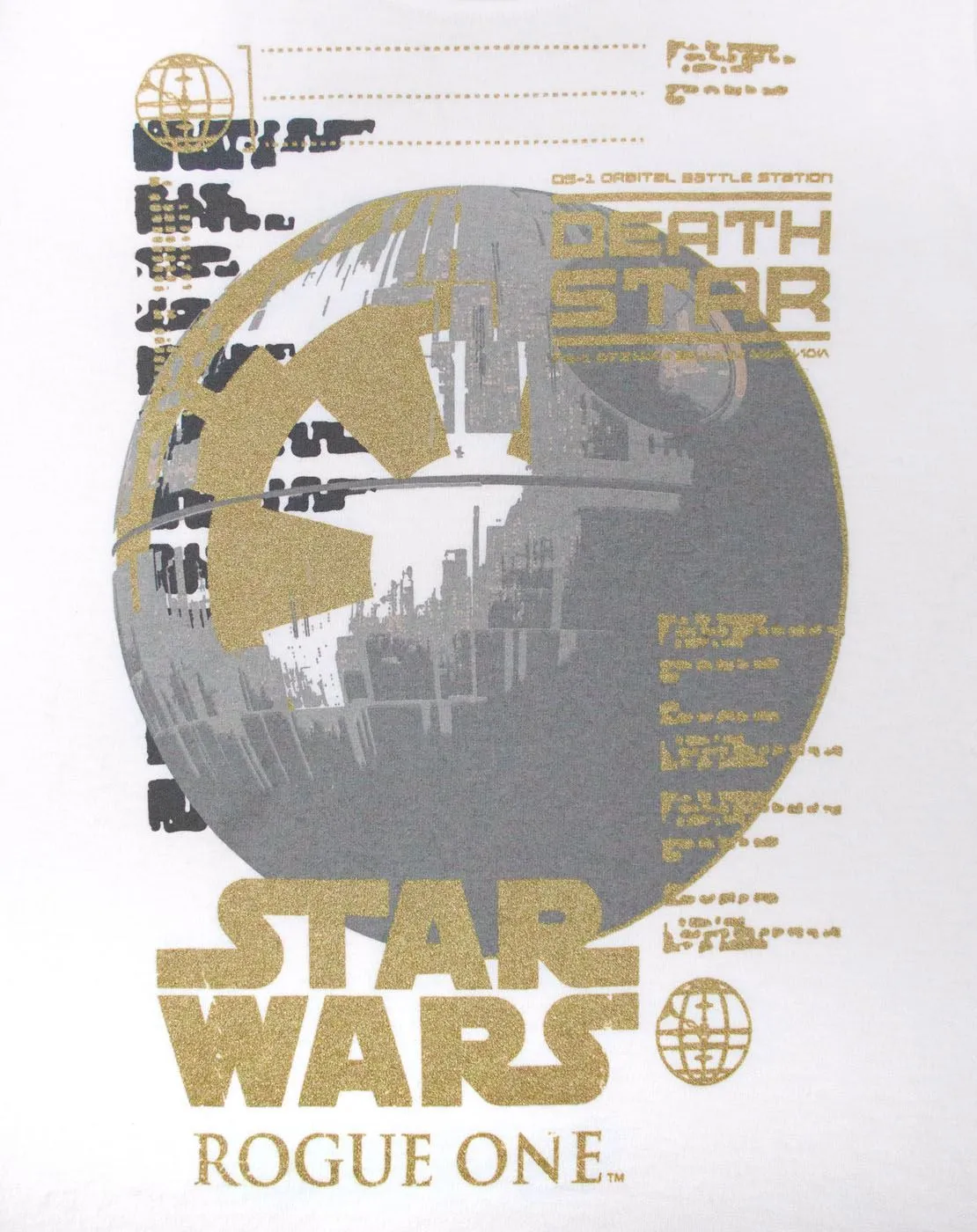 Star Wars Rogue One Metallic Death Star White Girl's T-Shirt