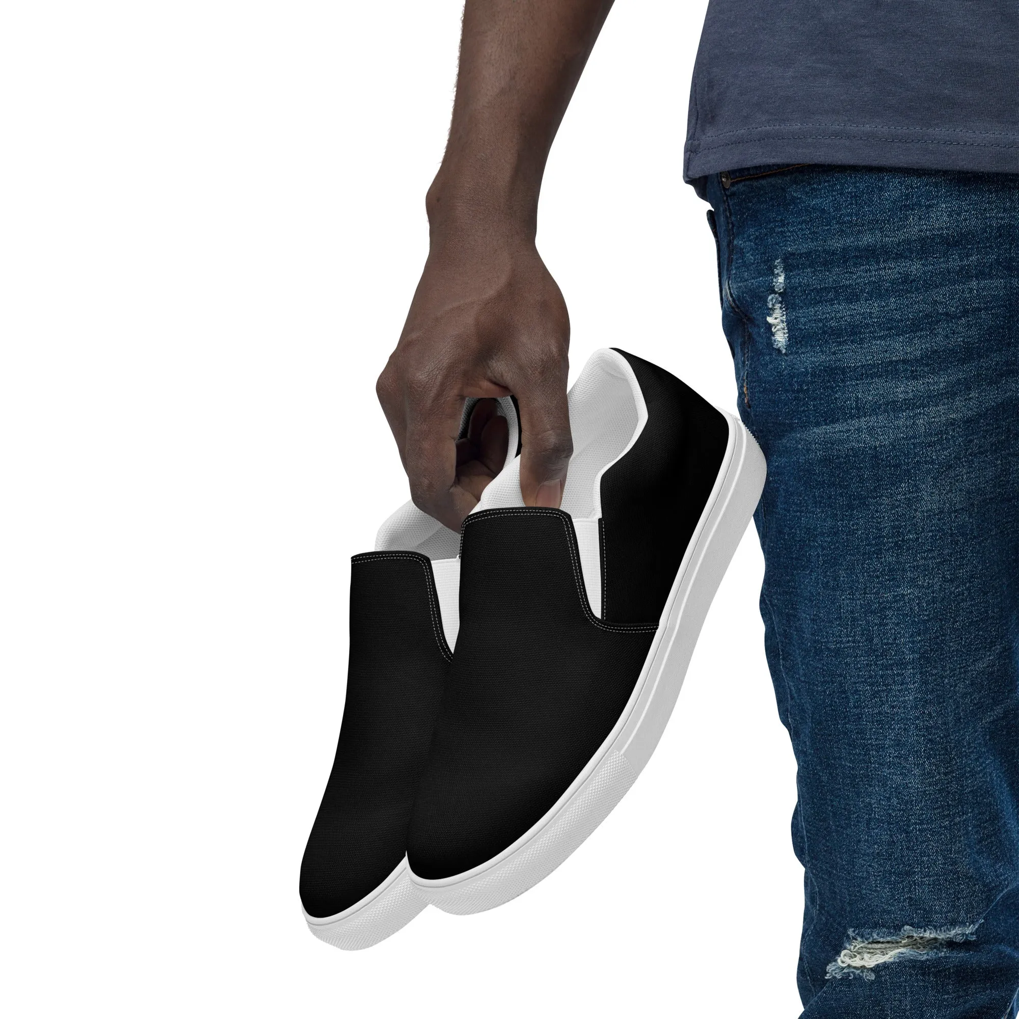 Starry Night (Black & Gold) - Canvas Slip-Ons - Men’s