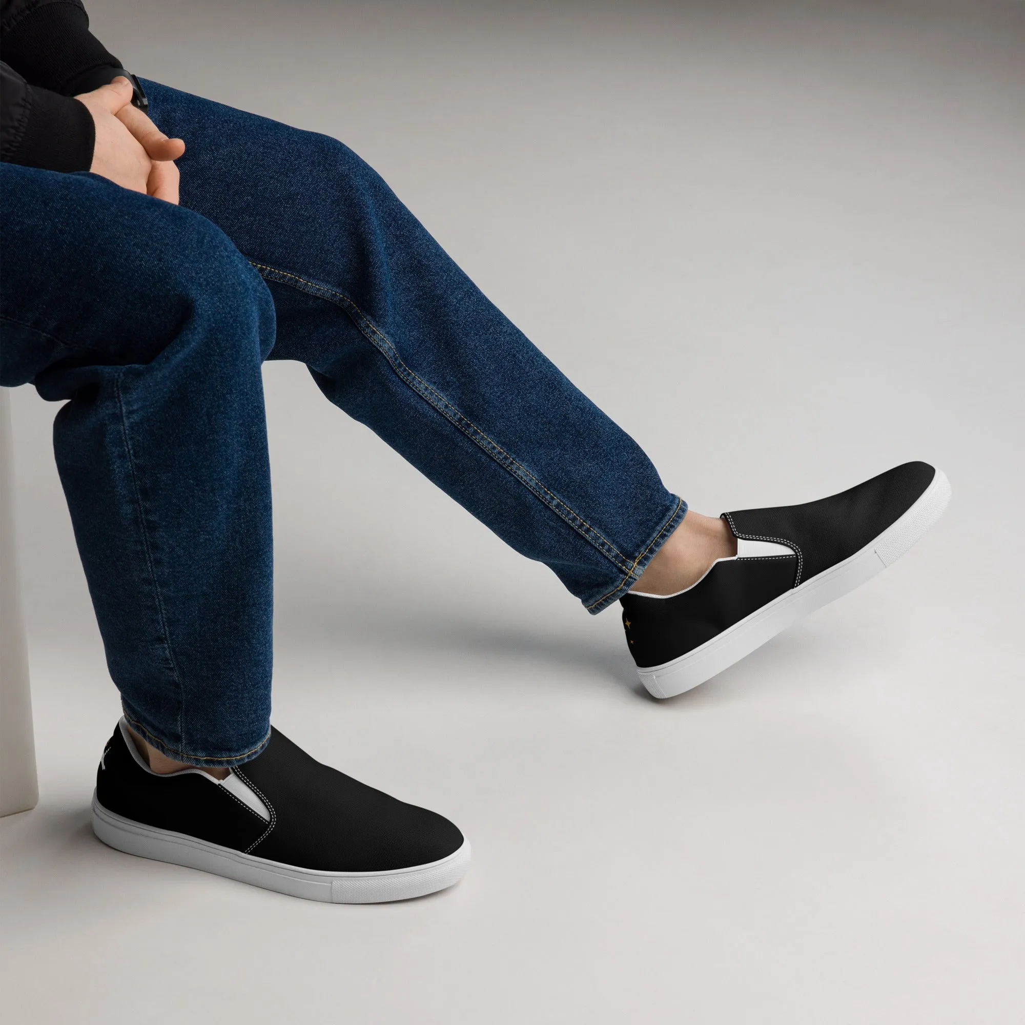 Starry Night (Black & Gold) - Canvas Slip-Ons - Men’s