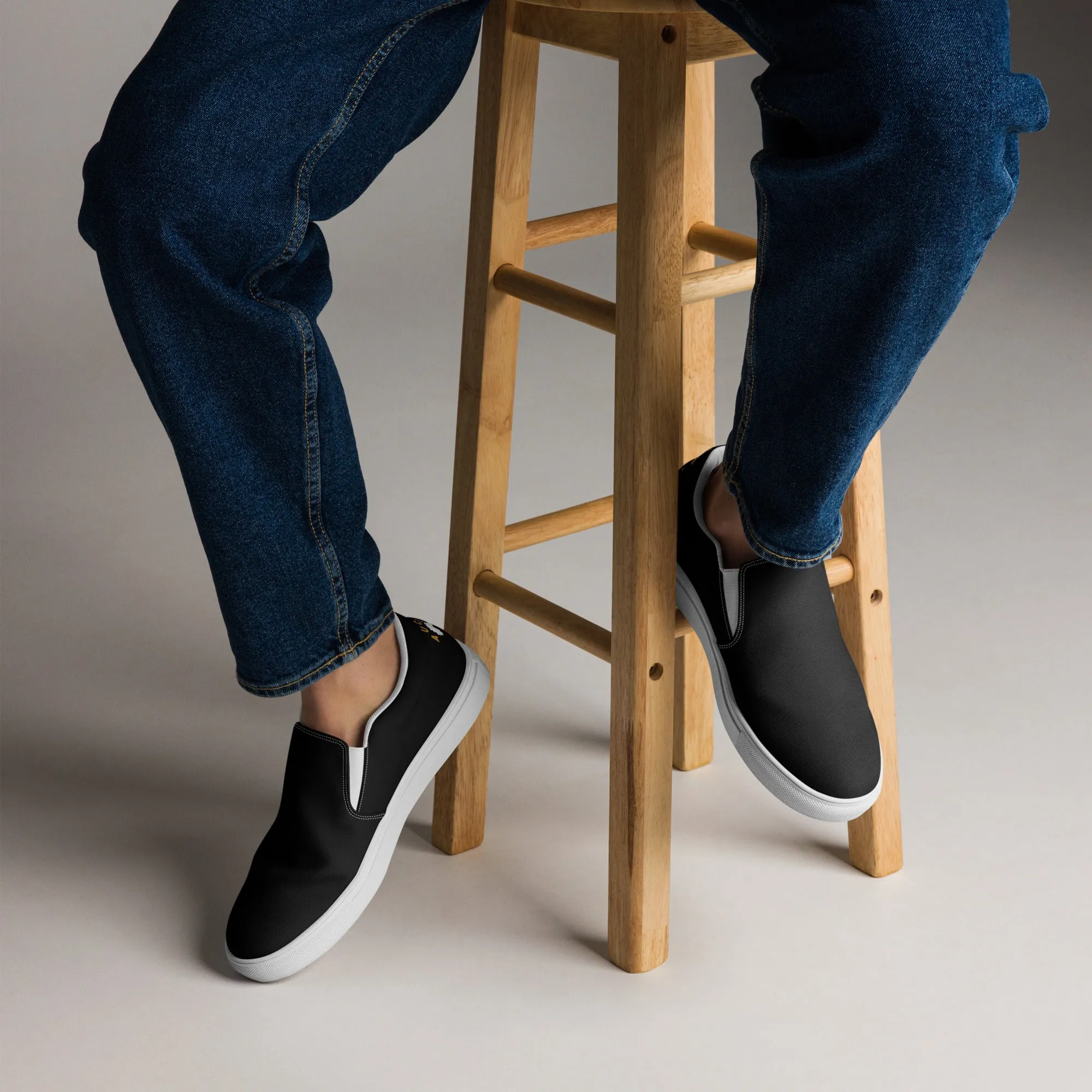 Starry Night (Black & Gold) - Canvas Slip-Ons - Men’s