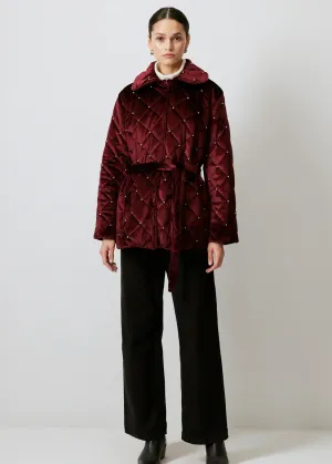 Stone Detailed Quilted Coat