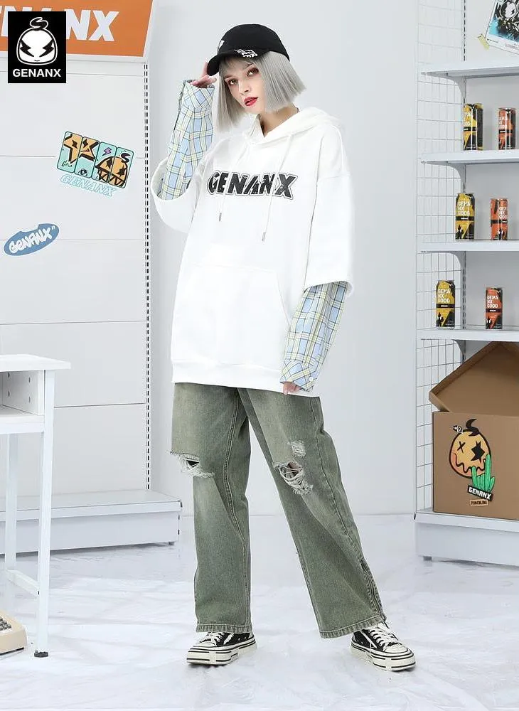 Street Ripped Split Straight Zipper Denim Pants
