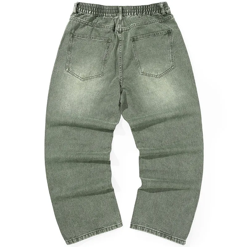 Street Ripped Split Straight Zipper Denim Pants
