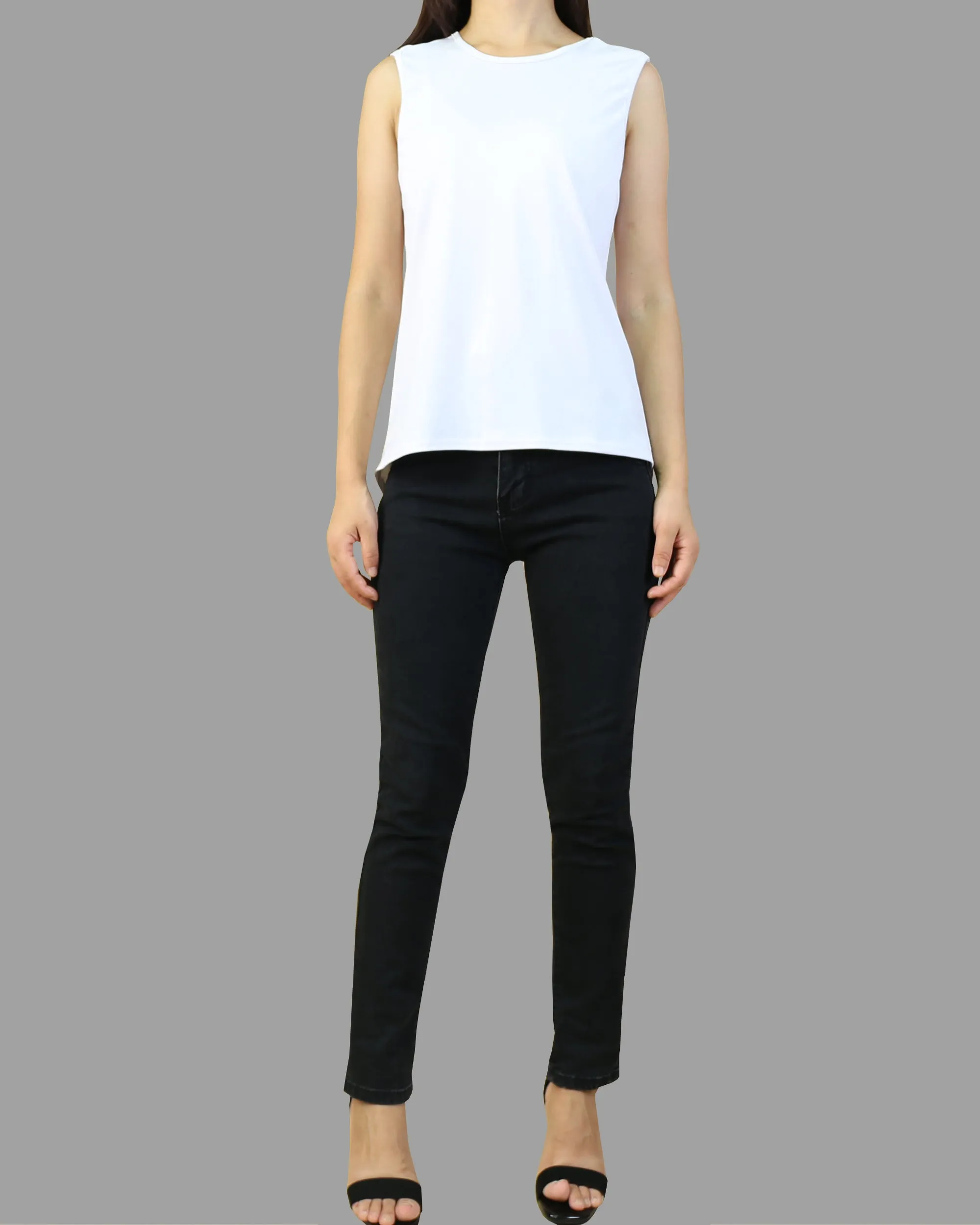 Summer top, Cotton tank top, asymmetrical t shirt, oversize t-shirt, black cotton top(Y1942)