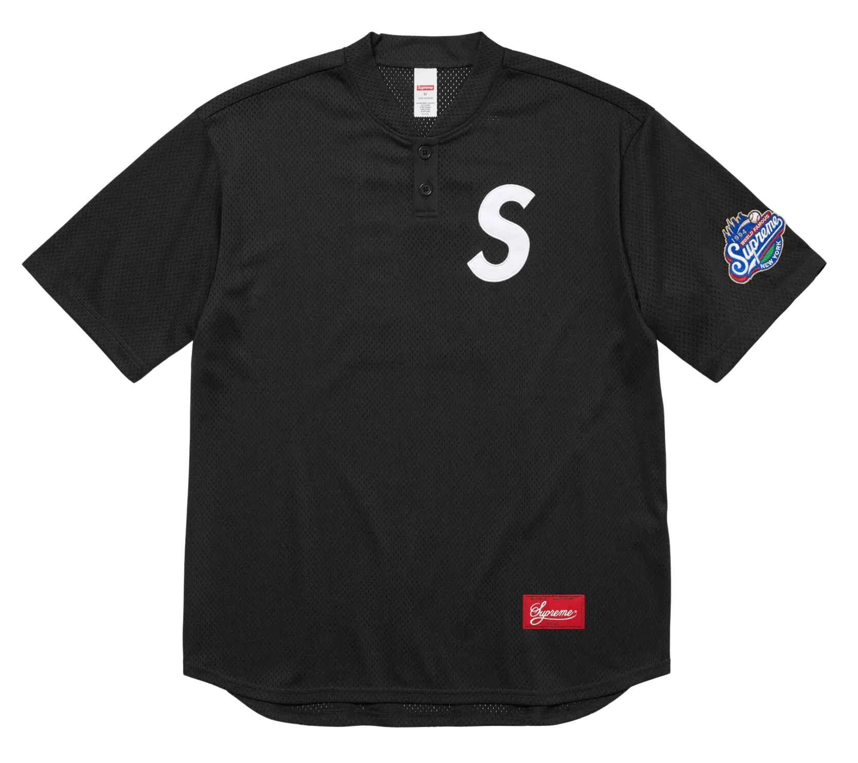 Supreme S Logo Baseball Henley Black
