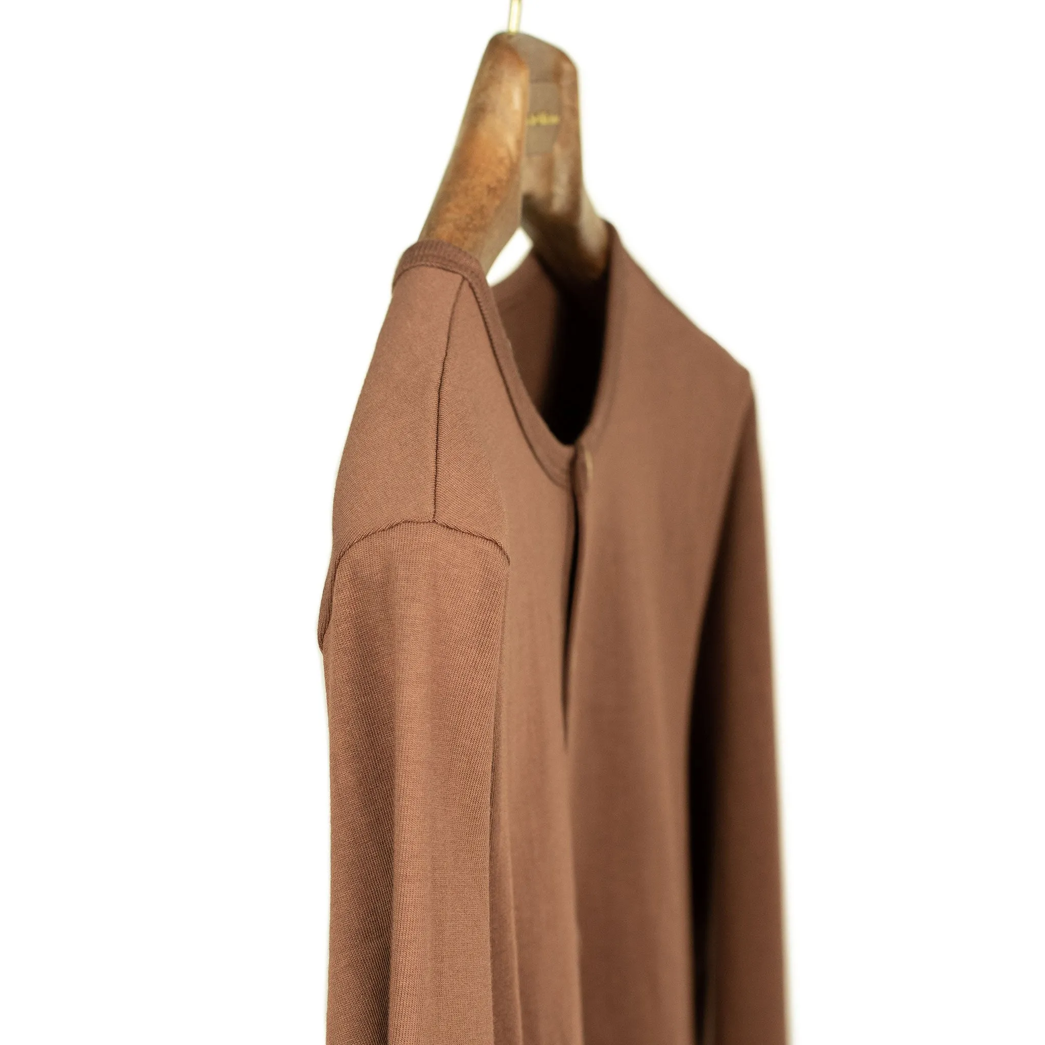 'Tan' brown heavy cotton long-sleeve 206 Henley
