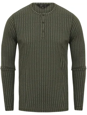Taro Ribbed Long Sleeve Henley Top in Thyme - Dissident
