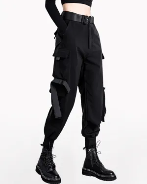 Techwear Black Multi-Pockets Women Cargo Pants