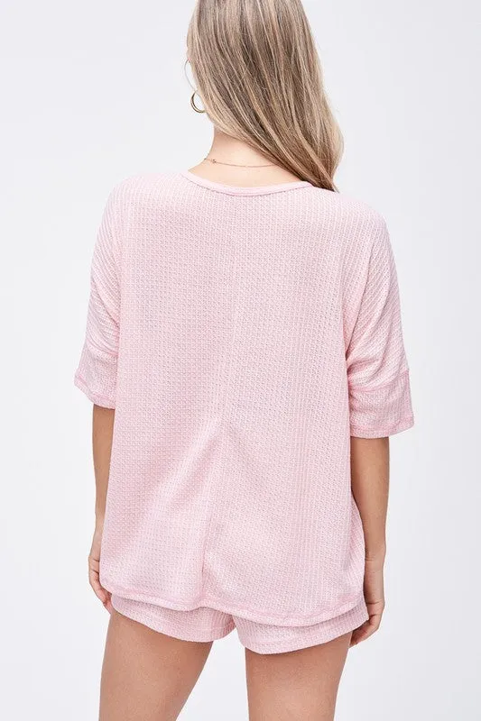 Tie Dye Henley Lounge Set, Pink