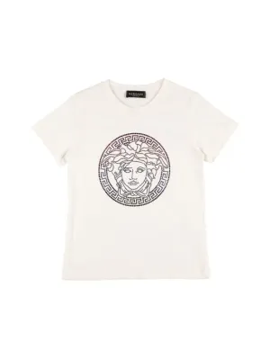 Versace   Embellished logo cotton jersey t-shirt 