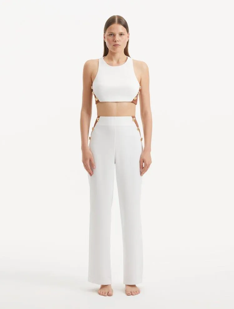 Wade White Brown Pants
