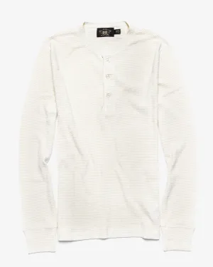WAFFLE-KNIT HENLEY PAPER WHITE