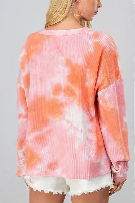 Waffle Tie Dye Henley Top