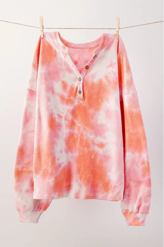 Waffle Tie Dye Henley Top
