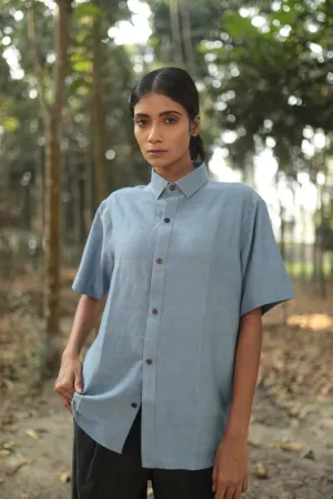 Washed in Blue Handspun Handwoven Cotton Shirt
