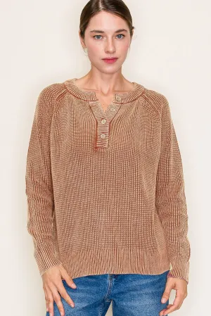 Washed Knit Henley Pullovers - 2 Colors! - FINAL SALE