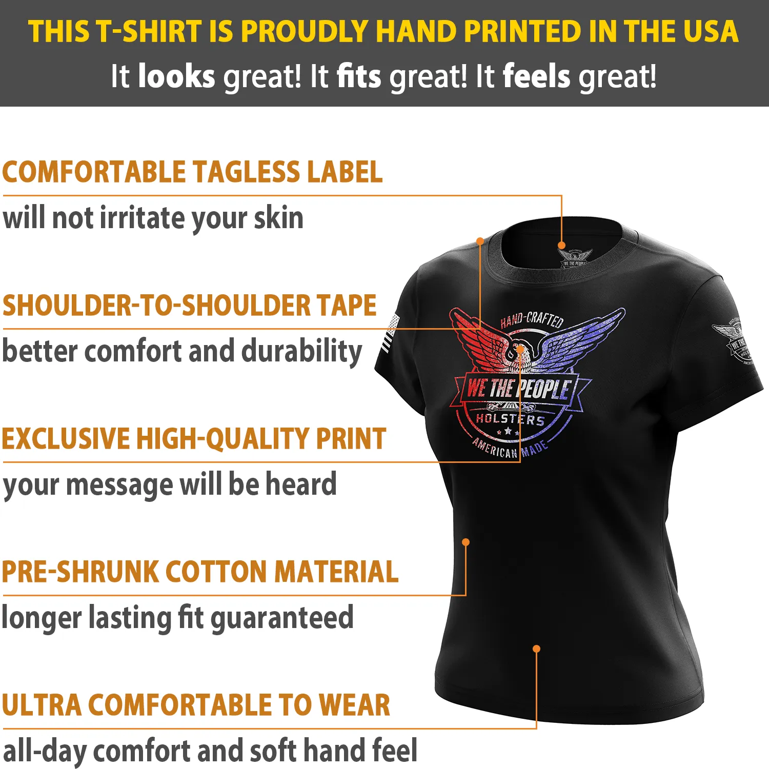 We The People Holsters Distressed Flag Logo Women's Short Sleeve Shirt