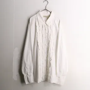 white frill design cotton shirt