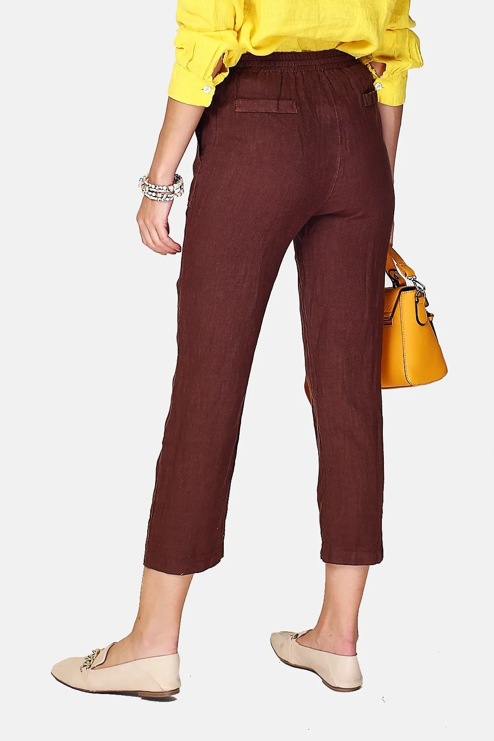 Wide pants, high waist, patch pockets with lacy