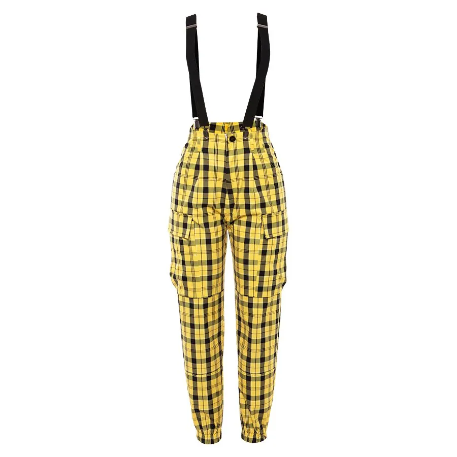 Women's Autumn Casual Loose Plaid High Waist Pants