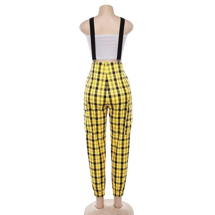 Women's Autumn Casual Loose Plaid High Waist Pants