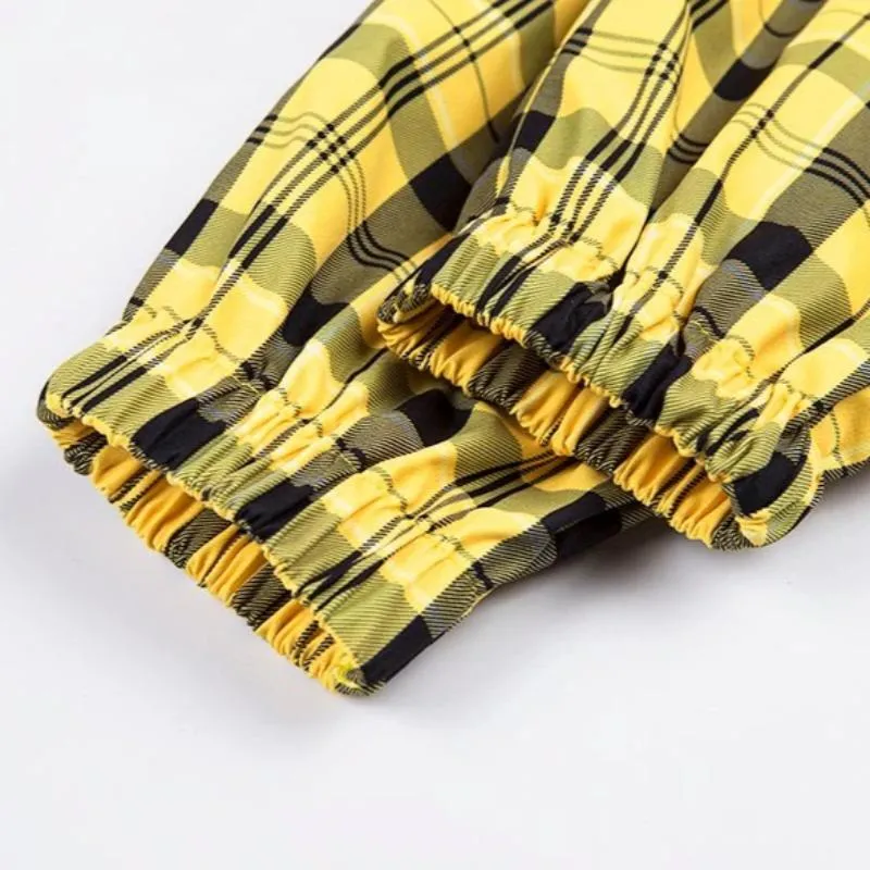 Women's Autumn Casual Loose Plaid High Waist Pants