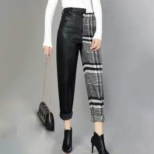 Women's Spring Asymmetrical High-Waist Pants With Pockets