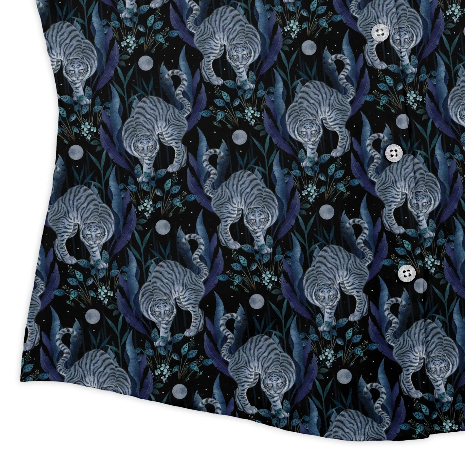 Year of the Tiger Blue Curvy Button Up Shirt