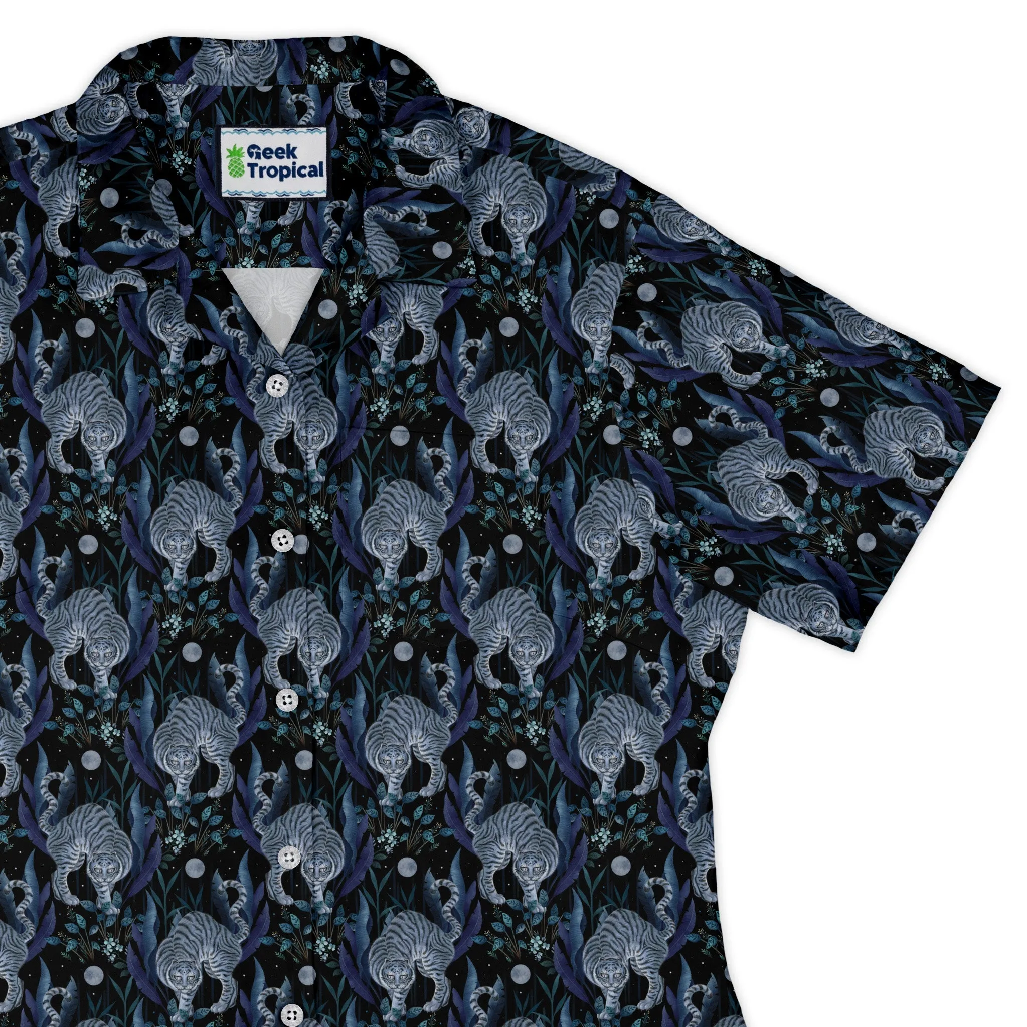 Year of the Tiger Blue Curvy Button Up Shirt